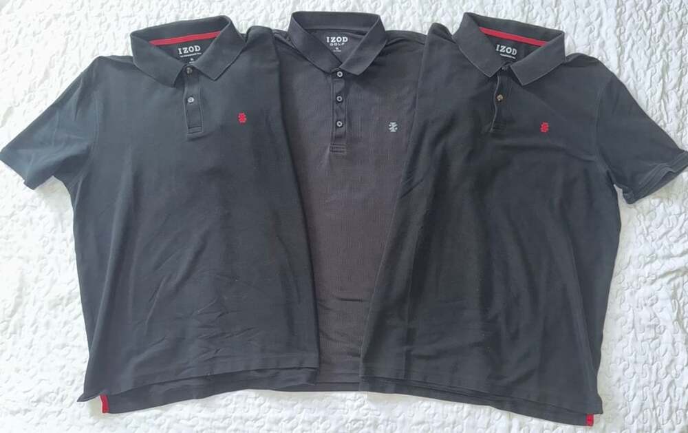 IZOD Polo Size XL Black Golf Shirt Lot Of 3